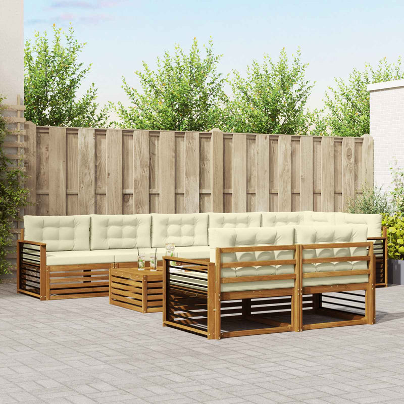Set de canapele de exterior 9 buc. Natural și Crem