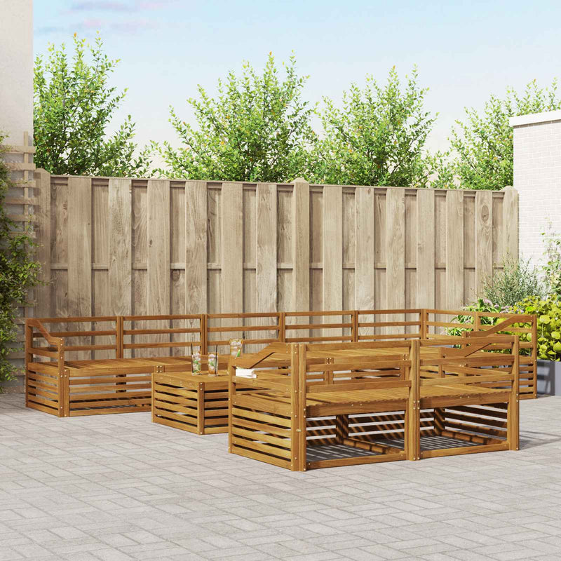 Set de canapele de exterior 9 buc. natural Lemn Solid de Acacia
