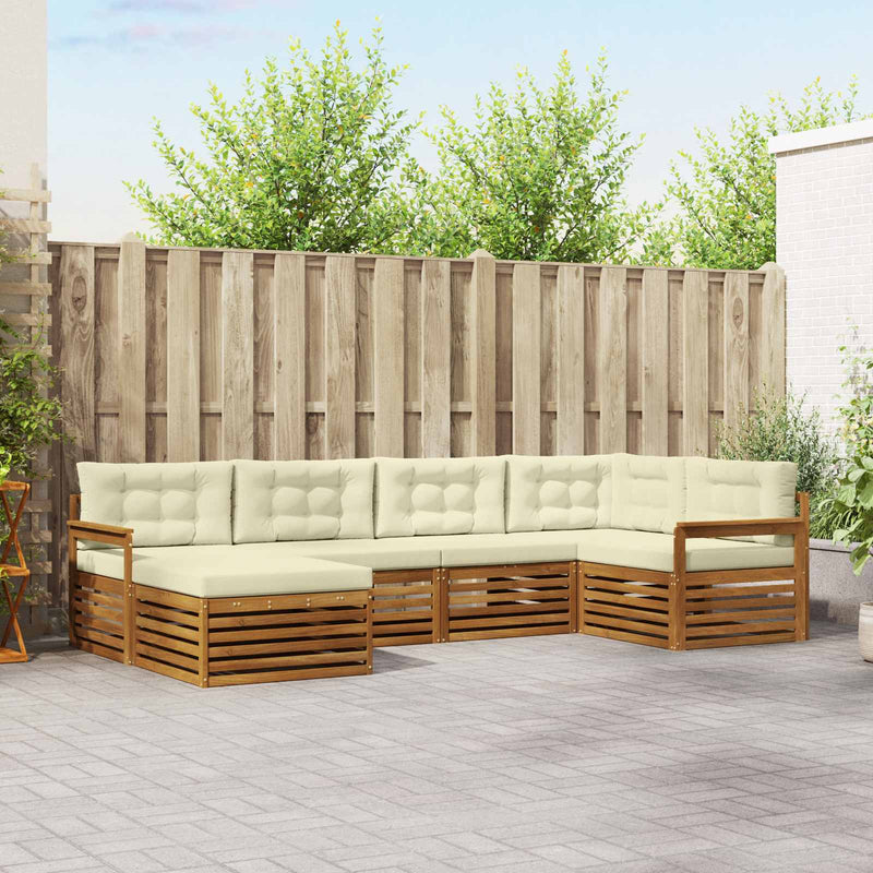 Set de canapele de exterior 6 buc. Natural și Crem