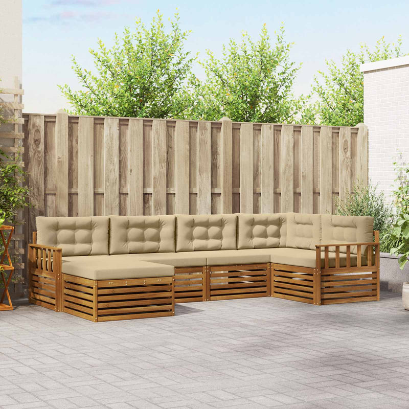 Set de canapele de exterior 6 buc. Natural și Bej