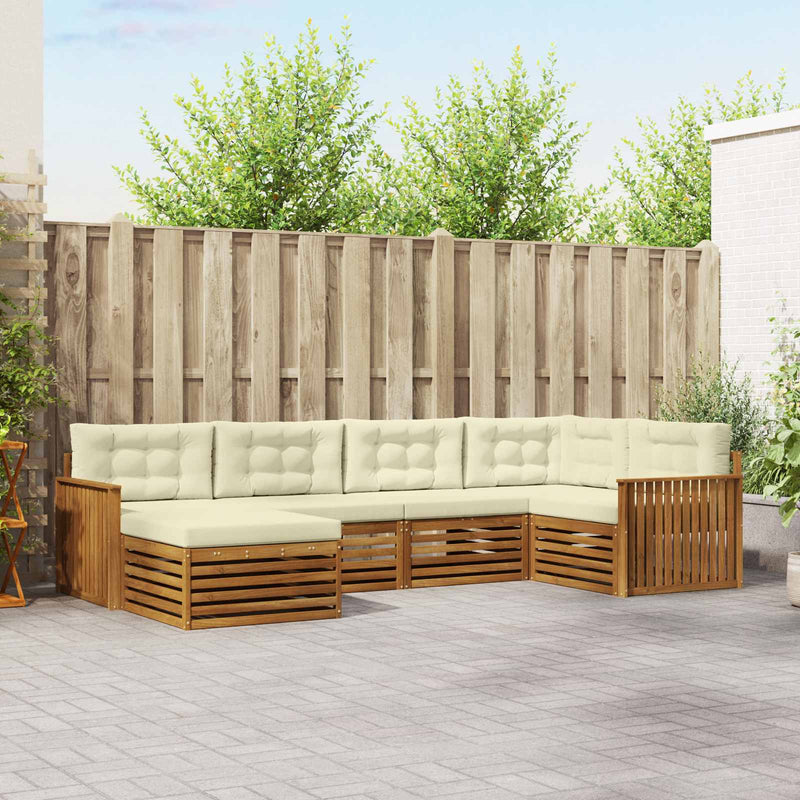 Set de canapele de exterior 6 buc. Natural și Crem