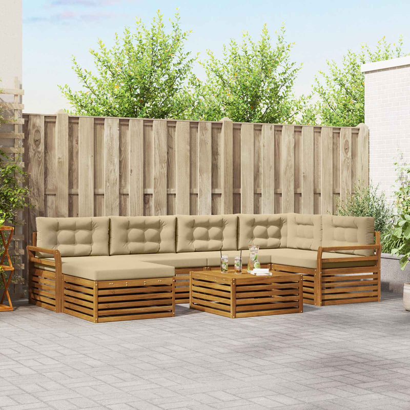 Set de canapele de exterior 7 buc. Natural și Bej