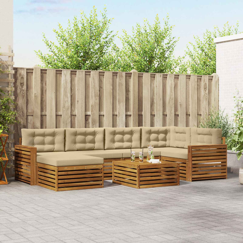 Set de canapele de exterior 7 buc. Natural și Bej