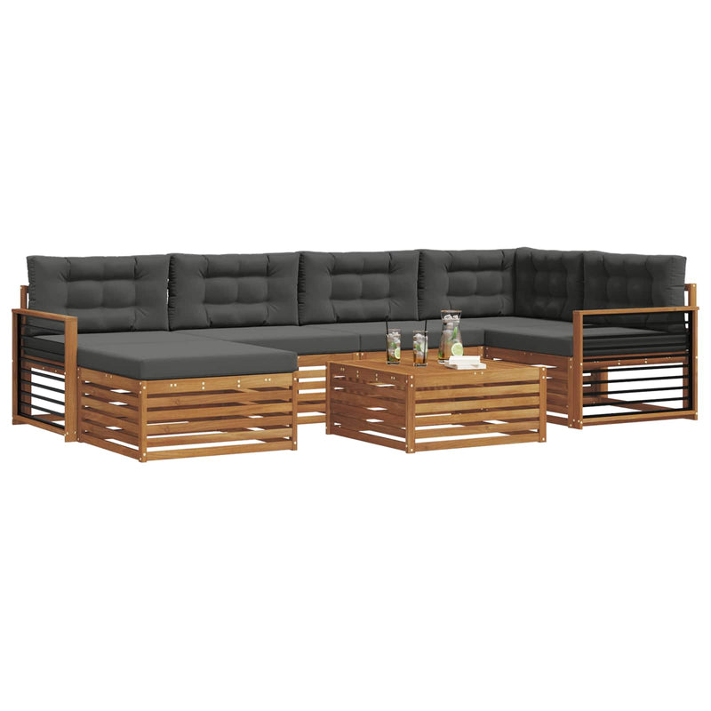 Set de canapele de exterior 7 buc. Natural și Antracit