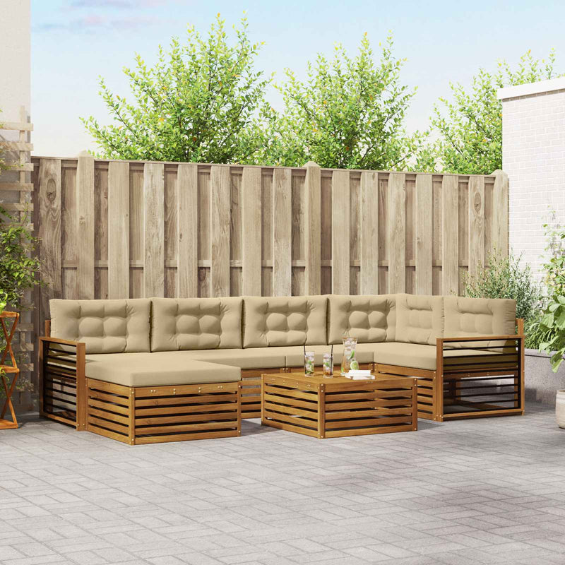 Set de canapele de exterior 7 buc. Natural și Bej
