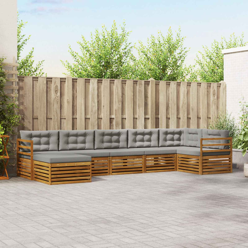 Set de canapele de exterior 7 buc. Gri natural și deschis