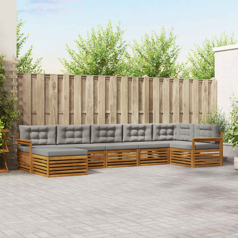 Set de canapele de exterior 7 buc. Gri natural și deschis