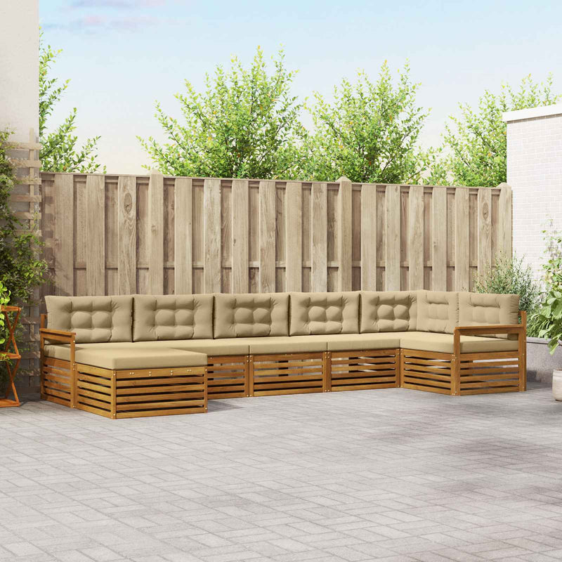 Set de canapele de exterior 7 buc. Natural și Bej