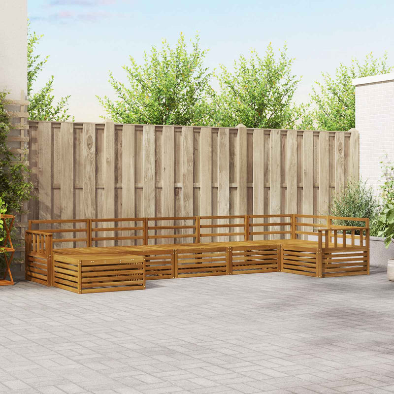 Set de canapele de exterior 7 buc. natural