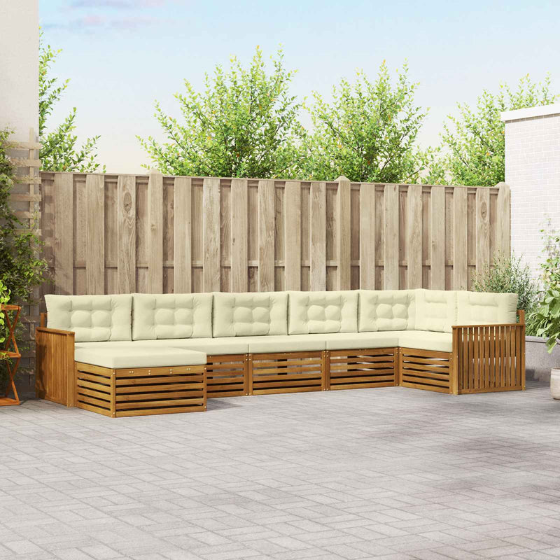 Set de canapele de exterior 7 buc. Natural și Crem