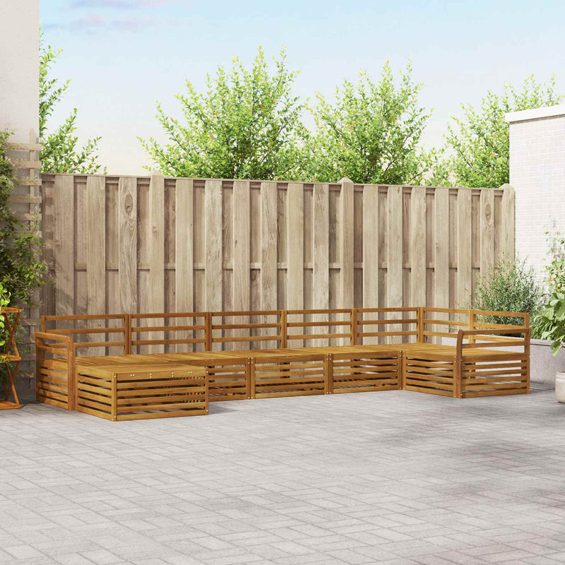 Set de canapele de exterior 7 buc. natural