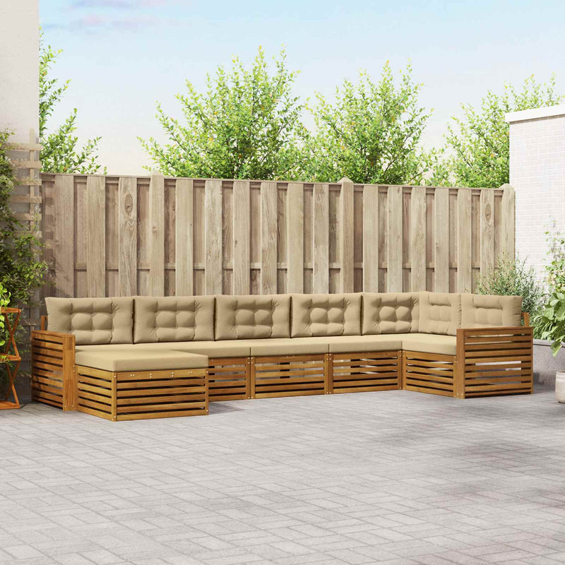 Set de canapele de exterior 7 buc. Natural și Bej