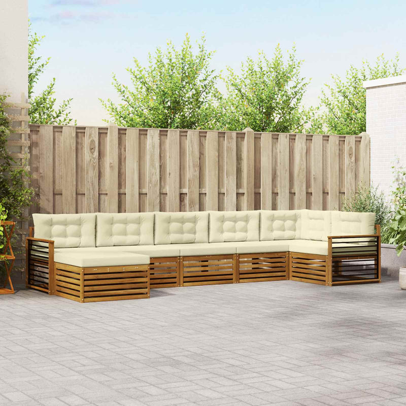 Set de canapele de exterior 7 buc. Natural și Crem