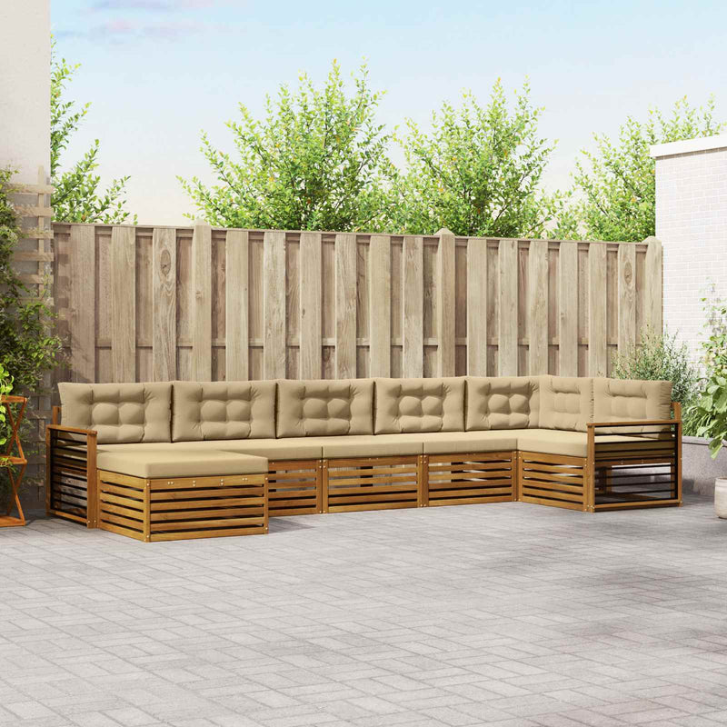Set de canapele de exterior 7 buc. Natural și Bej