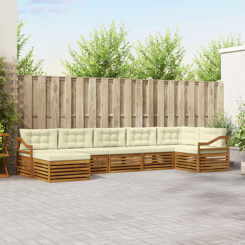 Set de canapele de exterior 7 buc. Natural și Crem