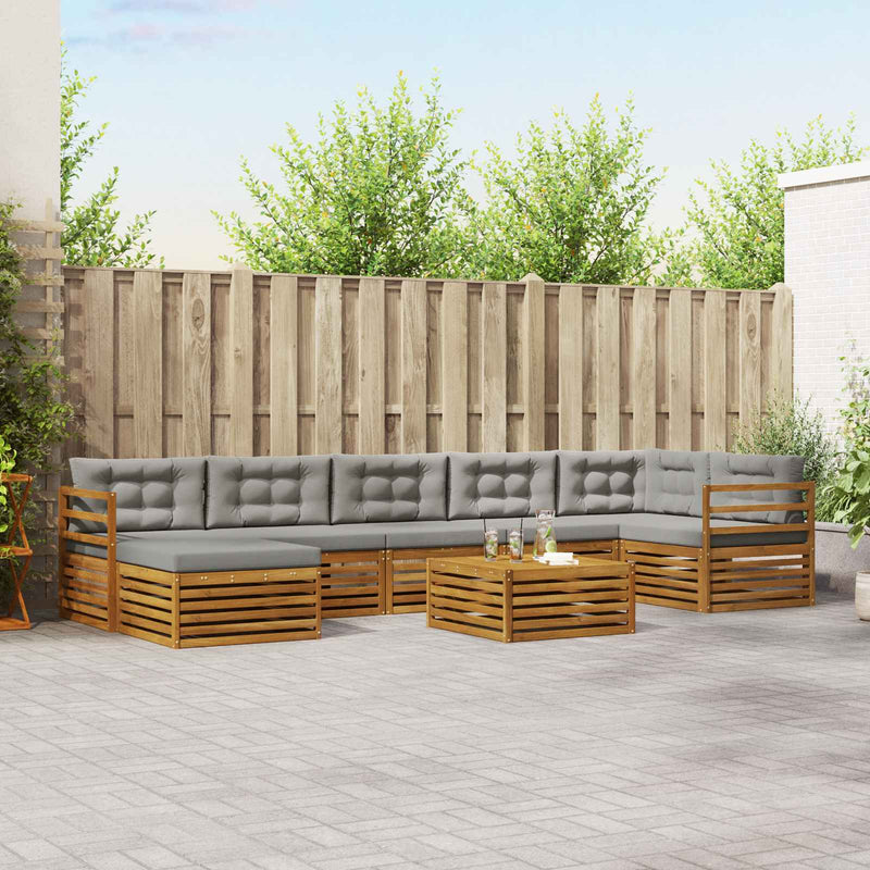 Set de canapele de exterior 8 buc. Gri natural și deschis