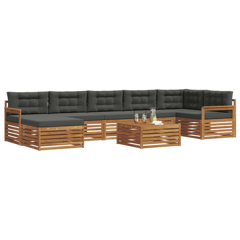 Set de canapele de exterior 8 buc. Natural și Antracit