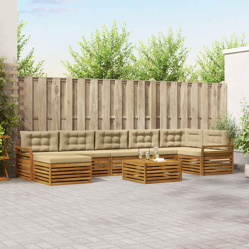 Set de canapele de exterior 8 buc. Natural și Bej