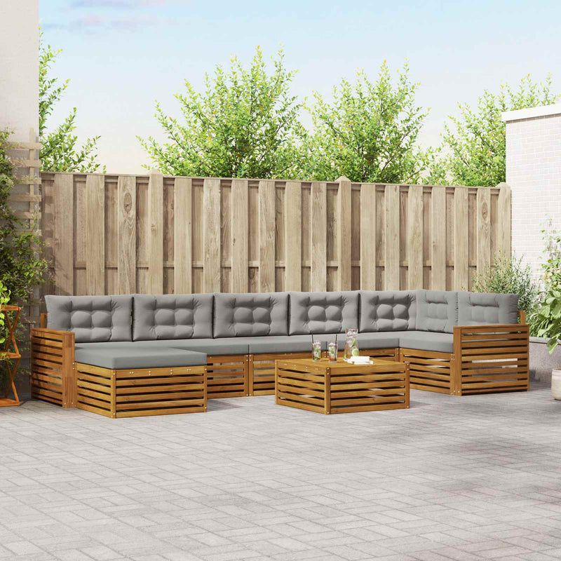 Set de canapele de exterior 8 buc. Gri natural și deschis