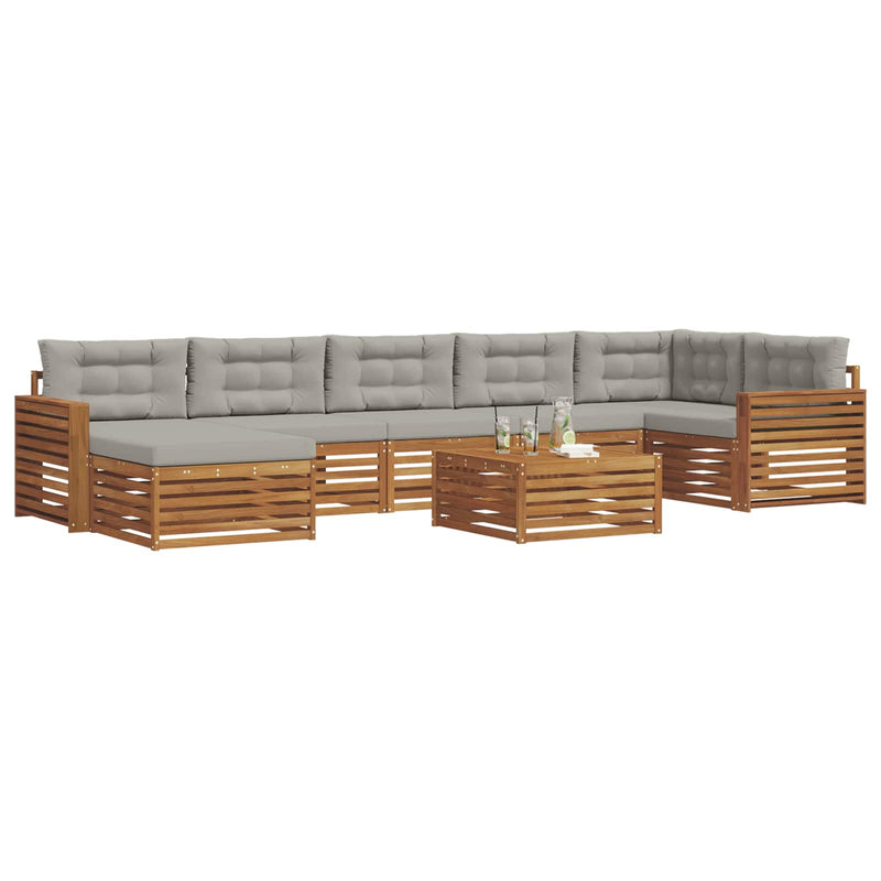 Set de canapele de exterior 8 buc. Gri natural și deschis