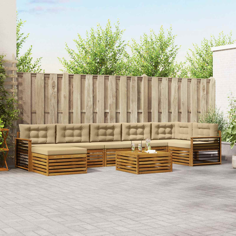 Set de canapele de exterior 8 buc. Natural și Bej
