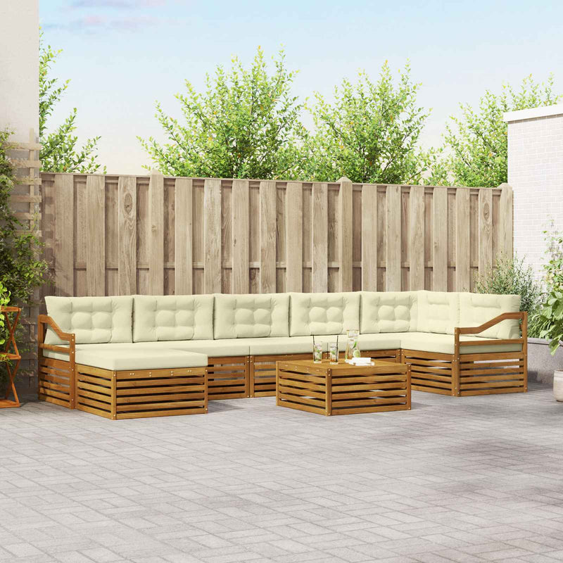 Set de canapele de exterior 8 buc. Natural și Crem