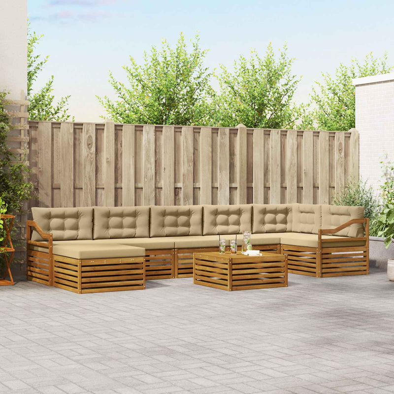 Set de canapele de exterior 8 buc. Natural și Bej