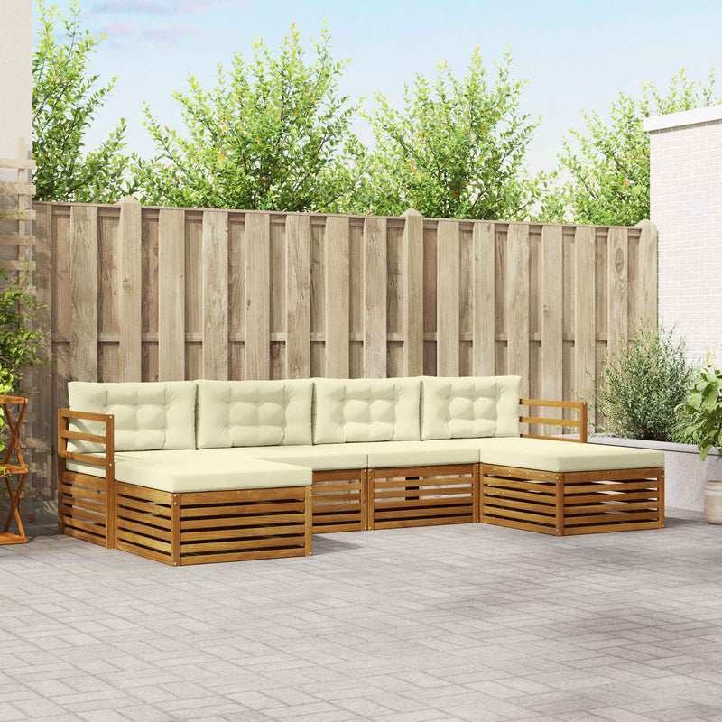 Set de canapele de exterior 6 buc. Natural și Crem