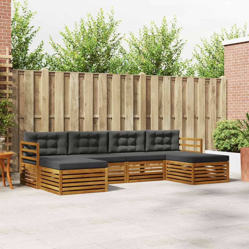 Set de canapele de exterior 6 buc. Natural și Antracit