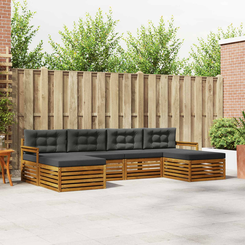 Set de canapele de exterior 6 buc. Natural și Antracit