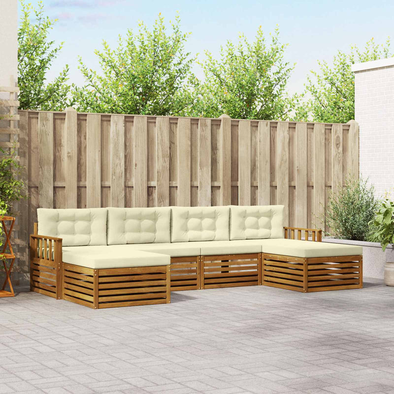 Set de canapele de exterior 6 buc. Natural și Crem