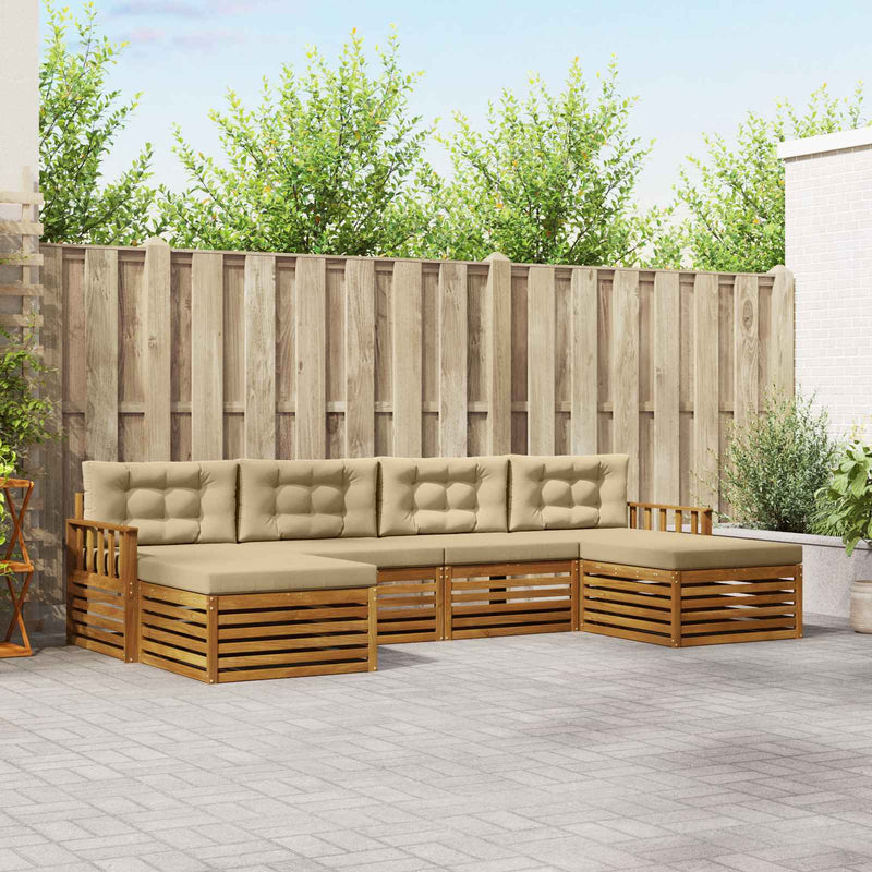Set de canapele de exterior 6 buc. Natural și Bej