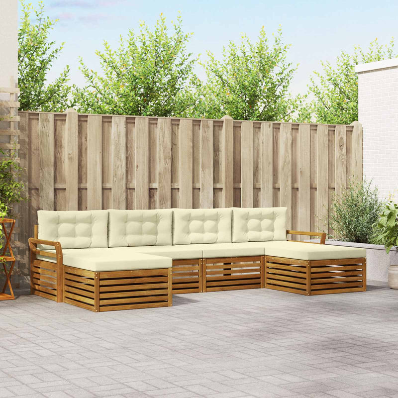 Set de canapele de exterior 6 buc. Natural și Crem
