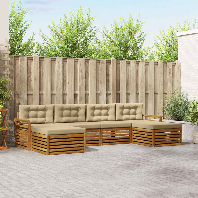 Set de canapele de exterior 6 buc. Natural și Bej