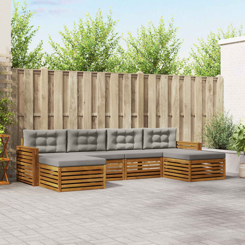 Set de canapele de exterior 6 buc. Gri natural și deschis