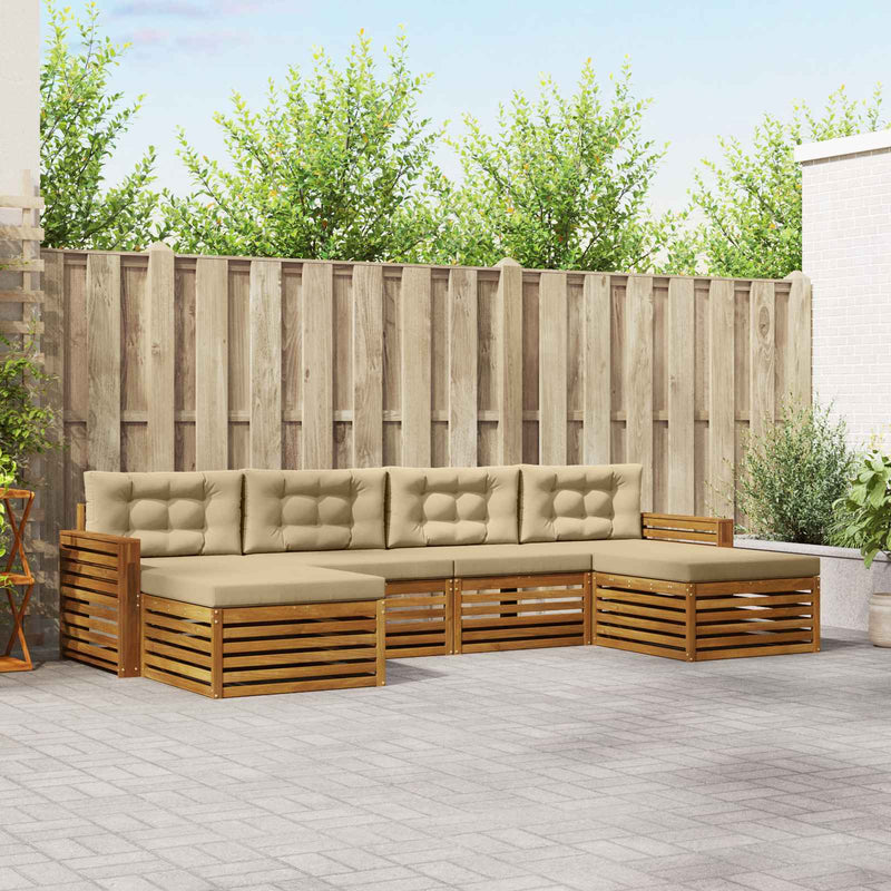 Set de canapele de exterior 6 buc. Natural și Bej