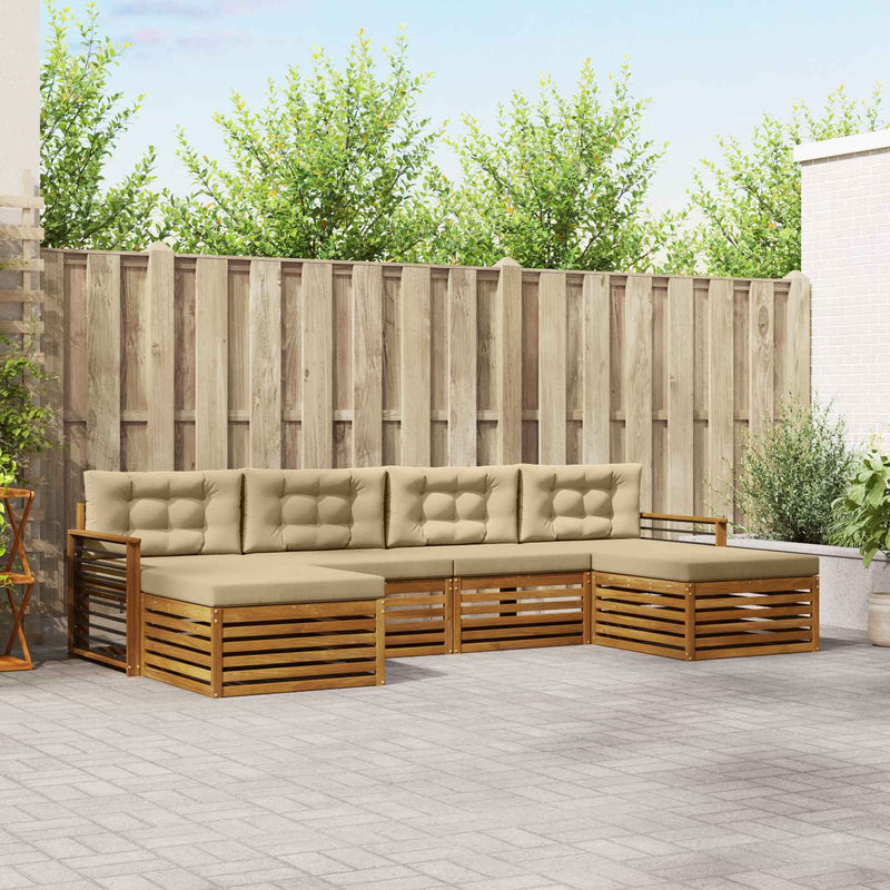 Set de canapele de exterior 6 buc. Natural și Bej