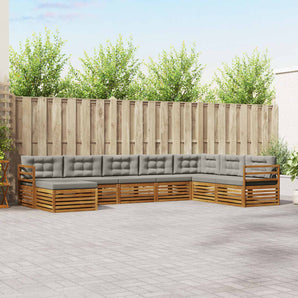 Set de canapele de exterior 8 buc. Gri natural și deschis