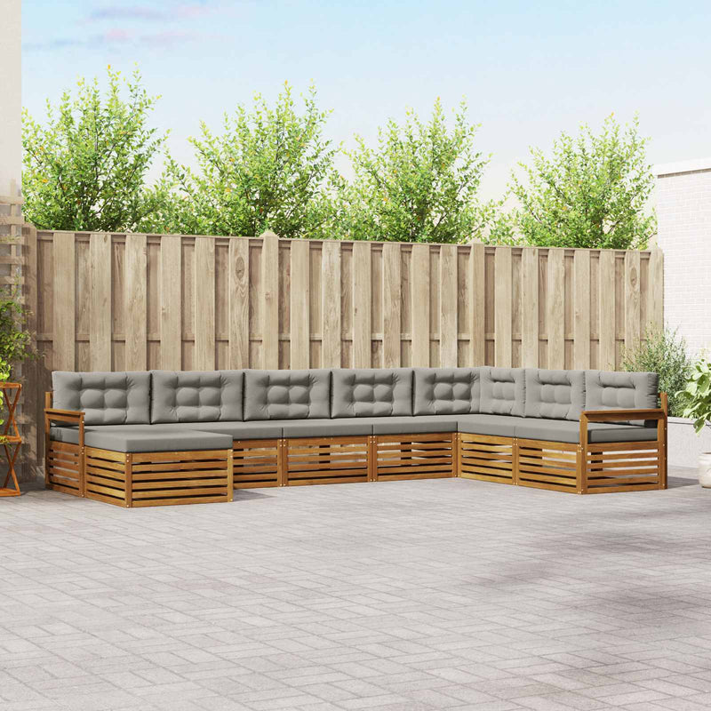 Set de canapele de exterior 8 buc. Gri natural și deschis
