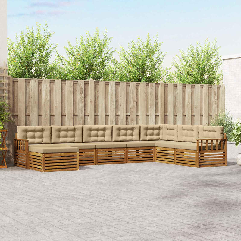 Set de canapele de exterior 8 buc. Natural și Bej