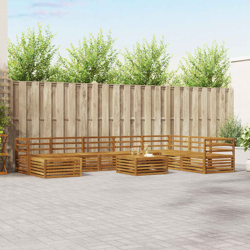 Set de canapele de exterior 9 buc. natural Lemn Solid de Acacia