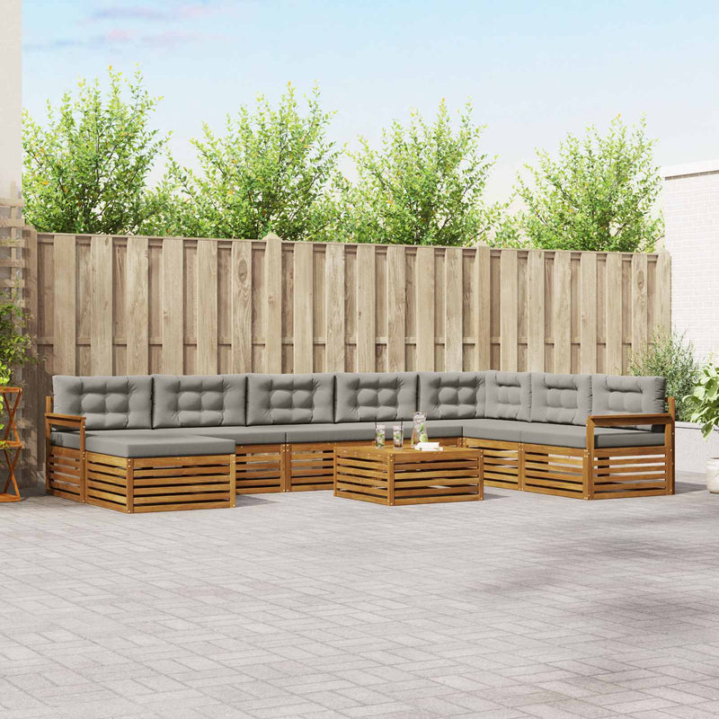 Set de canapele de exterior 9 buc. Gri natural și deschis