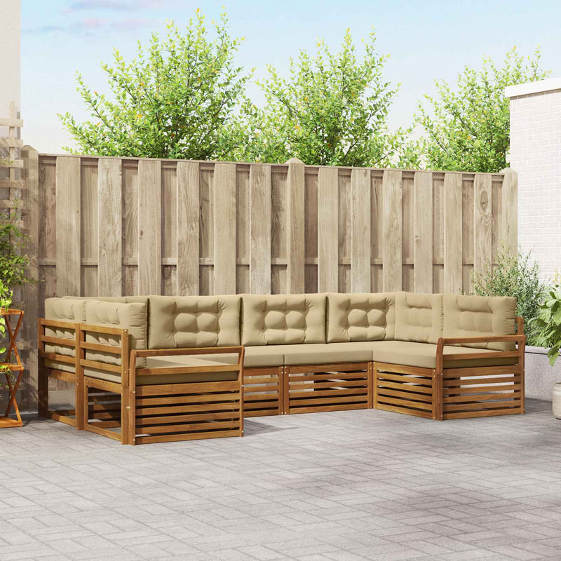 Set de canapele de exterior 6 buc. Natural și Bej