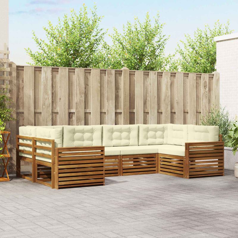 Set de canapele de exterior 6 buc. Natural și Crem