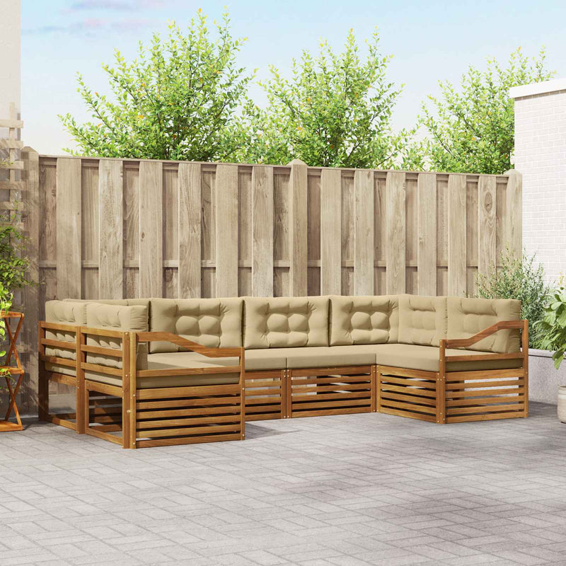 Set de canapele de exterior 6 buc. Natural și Bej