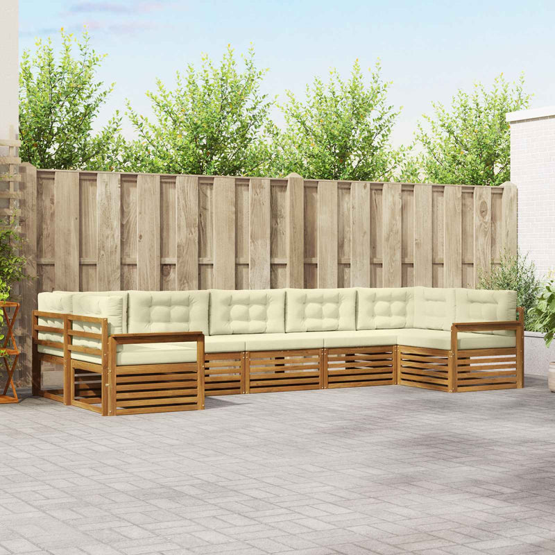 Set de canapele de exterior 7 buc. Natural și Crem