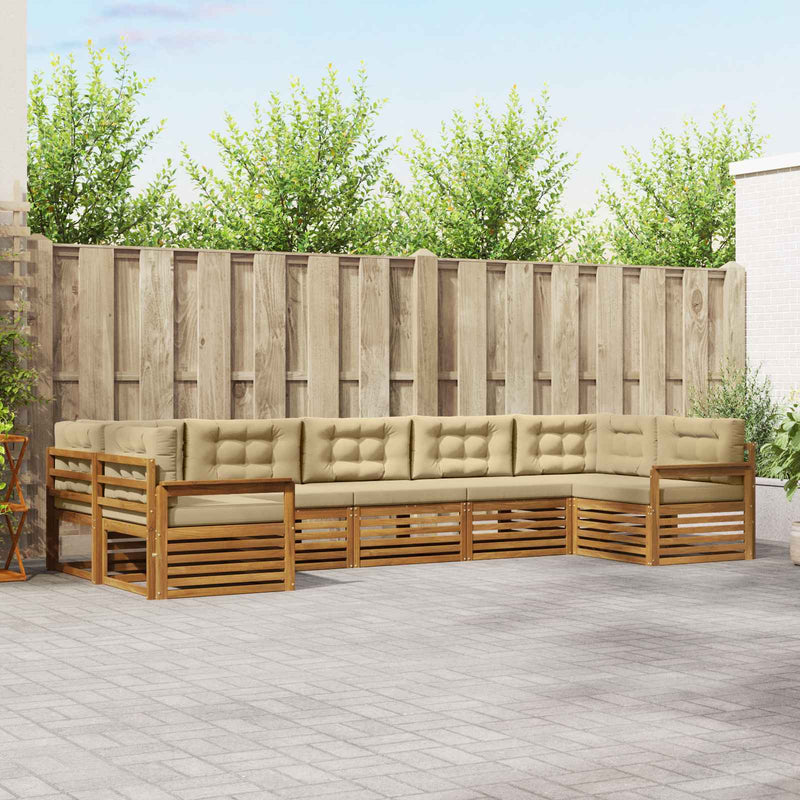 Set de canapele de exterior 7 buc. Natural și Bej