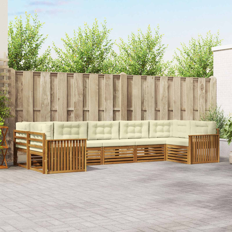 Set de canapele de exterior 7 buc. Natural și Crem
