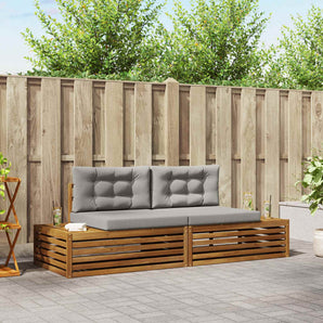 2 buc. Set de canapele de exterior Gri natural și deschis