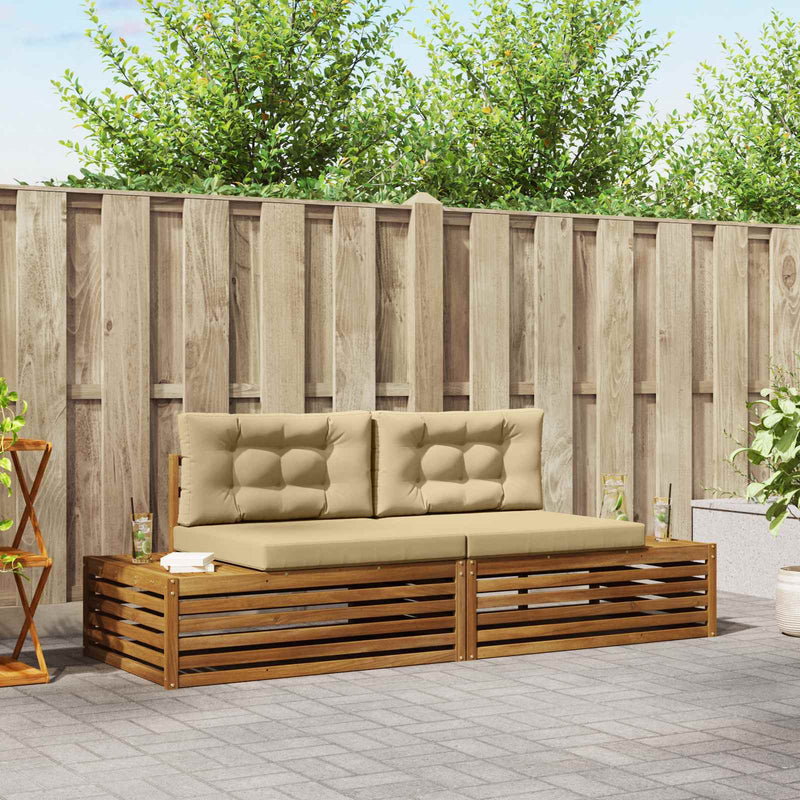 2 buc. Set de canapele de exterior Natural și Bej